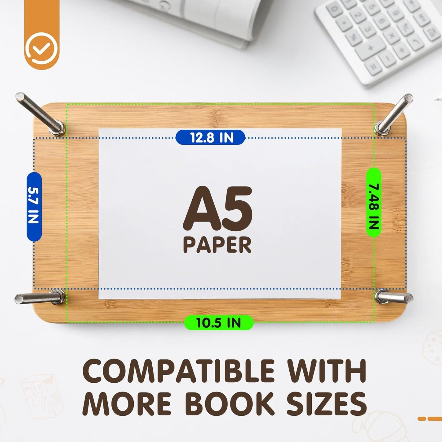 Bumtosc Book Press Wood and Bamboo Portable Book Binding Kits Tool 12.8 * 7.6Inch