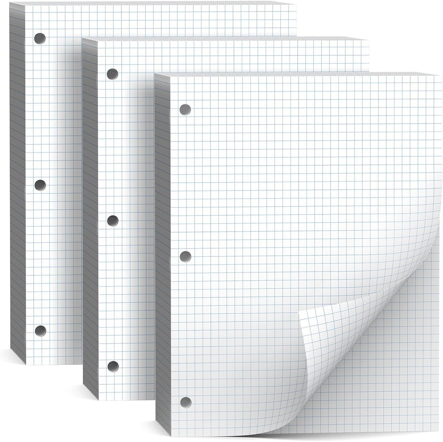 360 Sheets Quad Ruled Graph Paper, 3 Hole Punch Paper 8 x 10.5 White, Loose Leaf Graph Paper,Filler Paper 4 x 4 Graph Rule, Notebook Paper for 3 Ring Binder, Engineering Paper for School Home Business