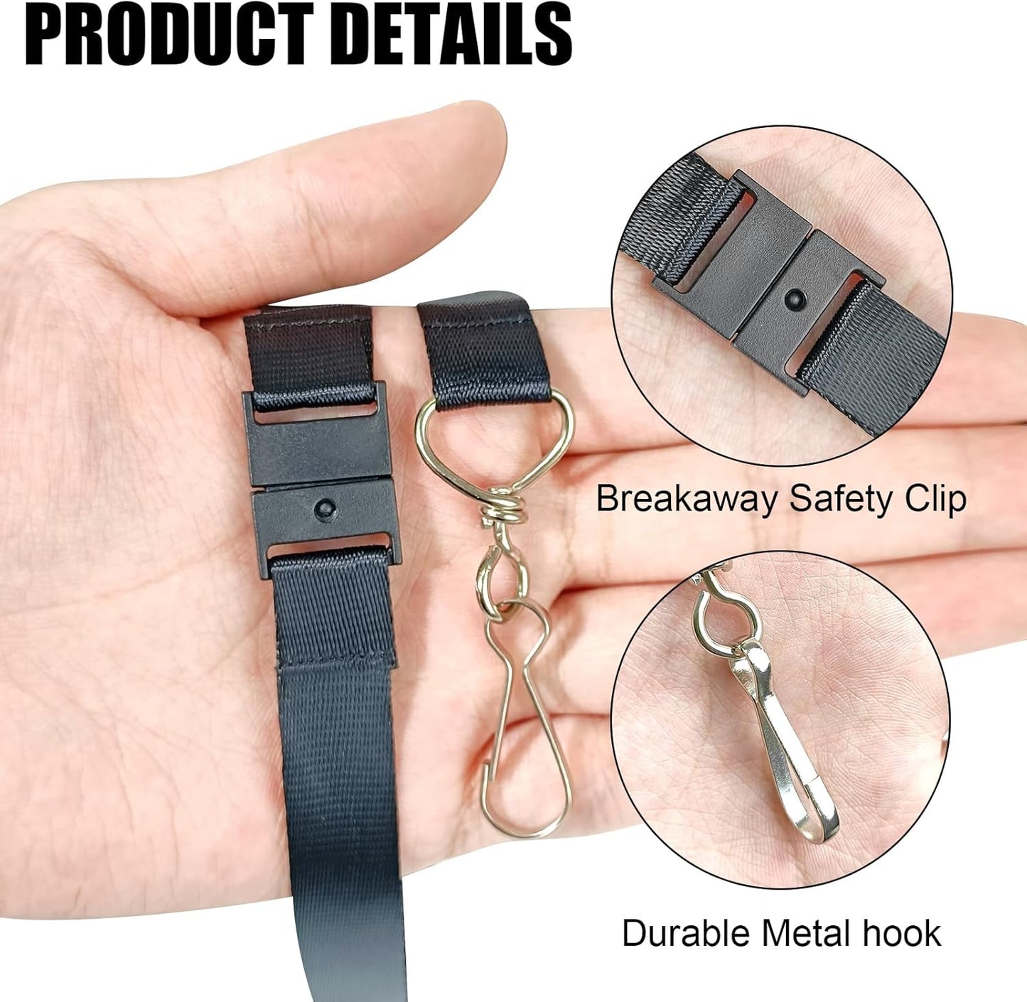 DE Breakaway Lanyards for Id Badges,Teacher Lanyard with with J-Hook Bulk Flat Lanyards for Name tag ID Badges Holder