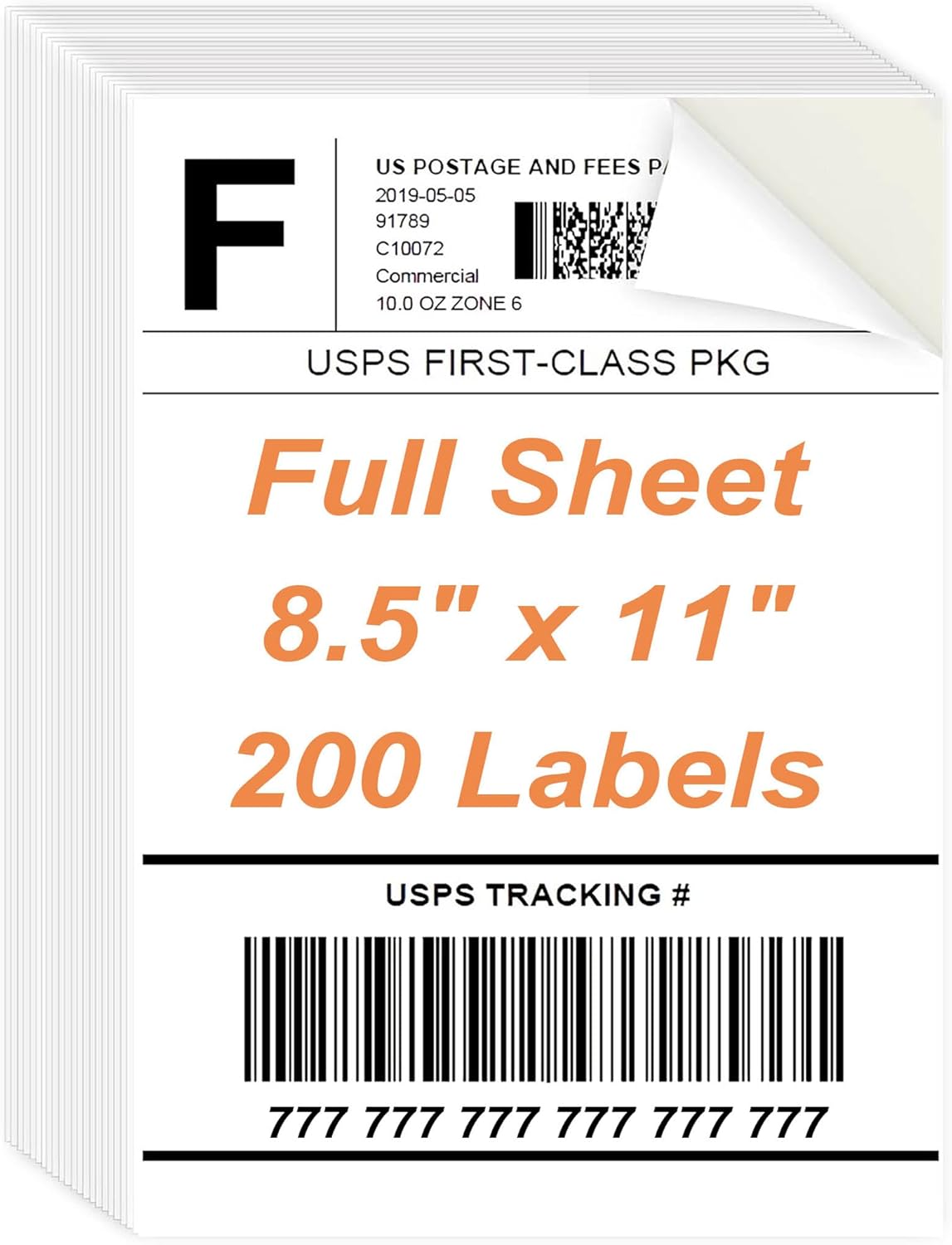8.5 x 11 Sticker Paper for Inkjet Printer, 200 Sheets Full Sheet Printable White Sticker Paper for Laser Printing, Matte, All 200 Lables