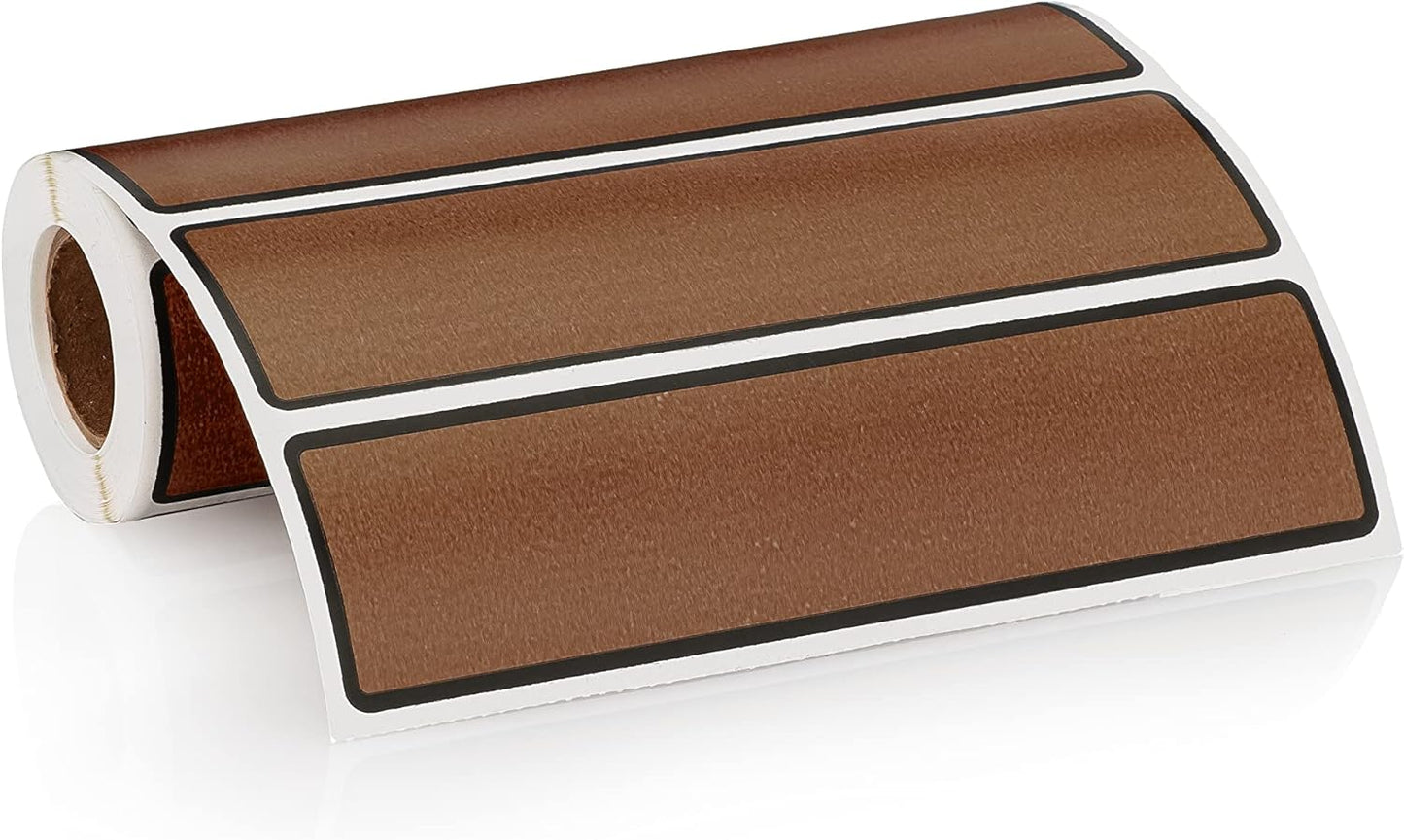 Carstens Adhesive Sticker Labels, 5 3/8” x 1 3/8”, Binder Labels for 1.5” – 4” Ring Binder Spines, Brown, Roll of 200