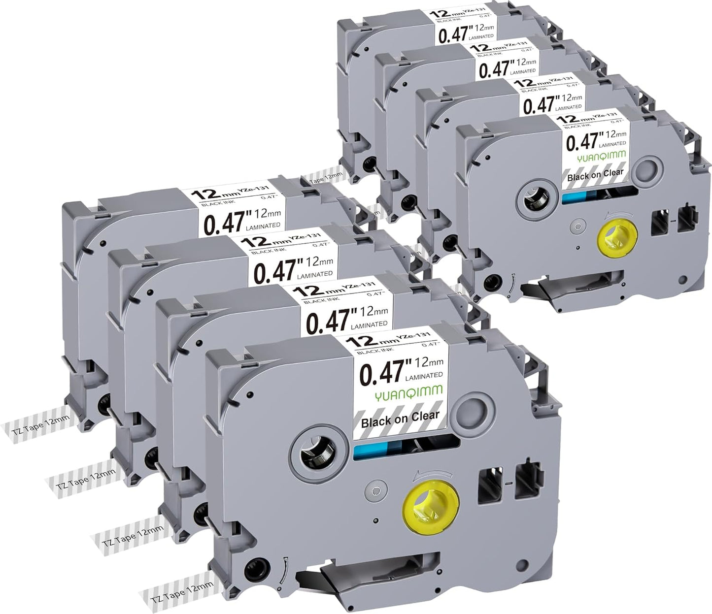 TZe TZ Tape 12mm 0.47 Laminated Clear Label Tape Compatible with Brother TZe-131 TZe131 TZ-131 TZ131 Tape Replacement for Brother Label Maker PTouch PTD210 PTD220 PTD600 PTD410 Printer, 8-Pack