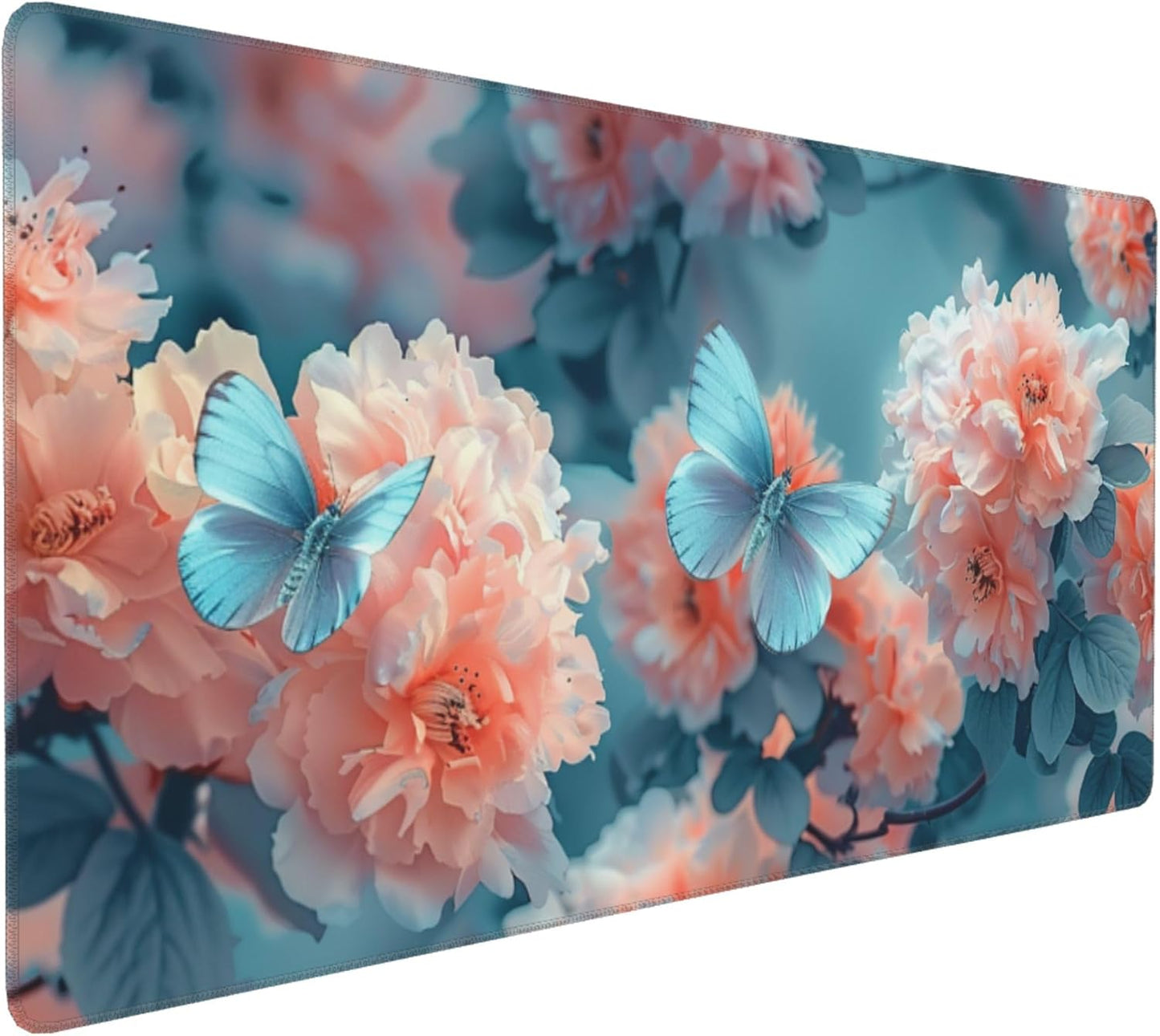 35.4 x 15.7 inches, Large Desktop Mouse pad, Keyboard and Mouse Pads for Work and Home Computers, and Large Laptop Mouse mat，Butterflies and Flowers