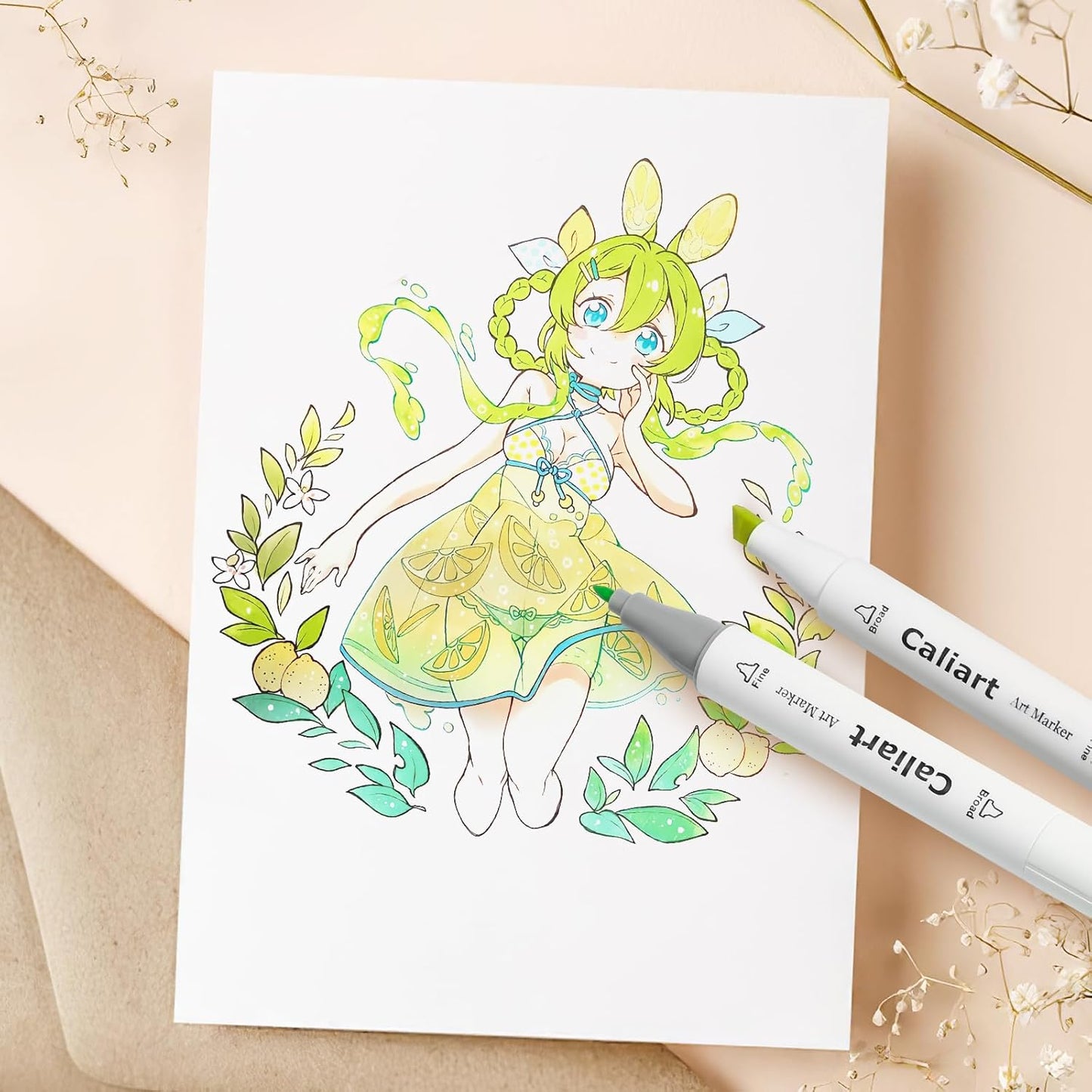 Caliart Pastel Markers, 61 Colors Dual Tip Alcohol Markers, Easter Basket Stuffers for Kids, Teens, Toddlers - Sketch Pens Permanent Art Set for Adults, Book & Egg Decorations