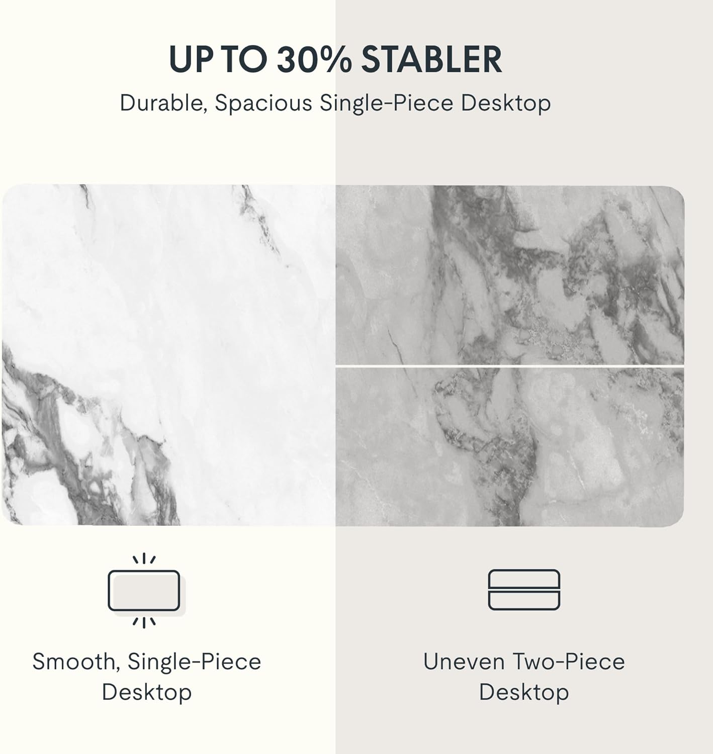 FLEXISPOT EN1 Whole-Piece Standing Desk 48 x 30 Inches Height Adjustable Electric Desk Sit Stand Desk Home Office Desks (Black Frame + Marble Gray Top, 2 Packages)