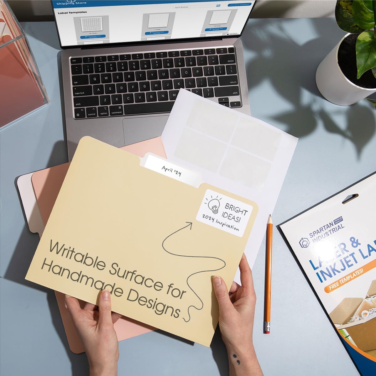 4" X 5" Printable Shipping Labels Compatible with Inkjet and Laser Printers - 30 Sheets, 120 Total Matte White Paper Stickers for Mailing and Addresses - Spartan Industrial