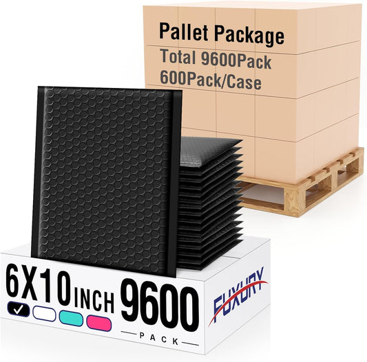 Fuxury Black Bubble Mailers 6x10" Padded Envelopes 9600Pack Strong Adhesion Thick Padded Mailers for Small Business Mailing Small Items,Jewelry,Makeup