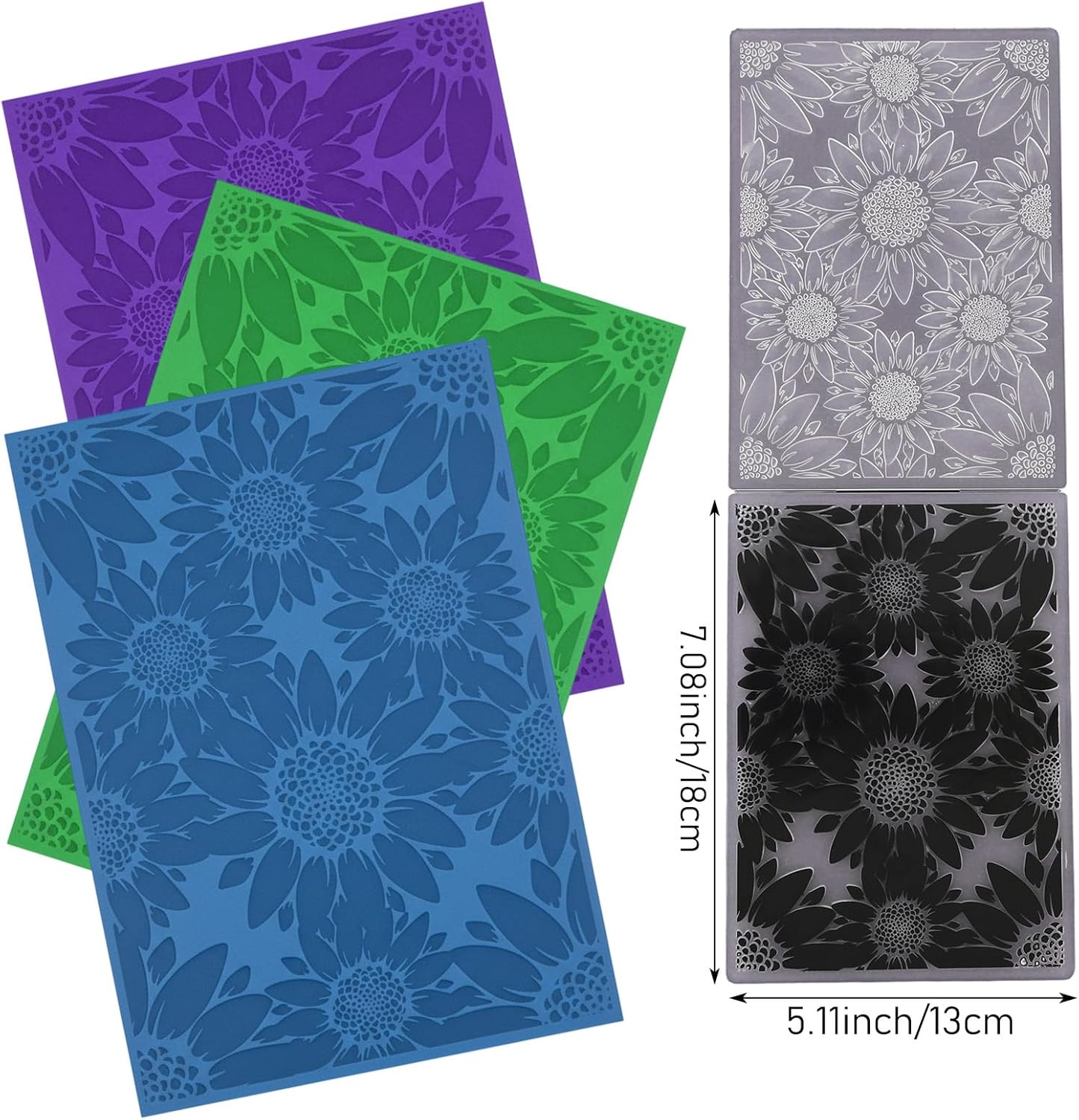3D Plastic Embossing Folder Template Stereoscopic Sunflower Texture Fades Embossing 5x7 Inch for Card Making DIY Scrapbooking Paper Crafting Handmade Crafts Arts Supplies Polymer Clay Decoration