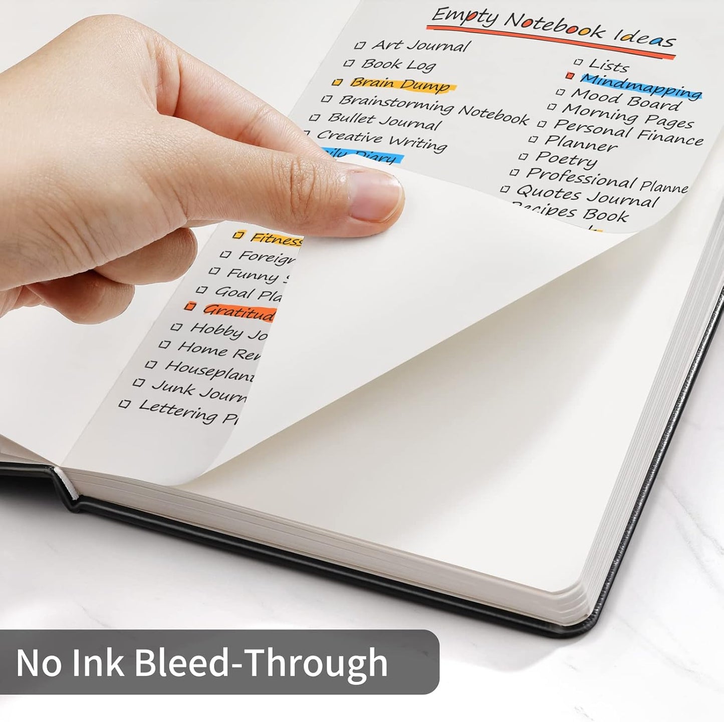 Annecy Blank Journal Notebook, Medium 5.5x 8.25, 160 Pages 100GSM Writing Paper, A5 Black Faux Leather Cover with Pen Loop