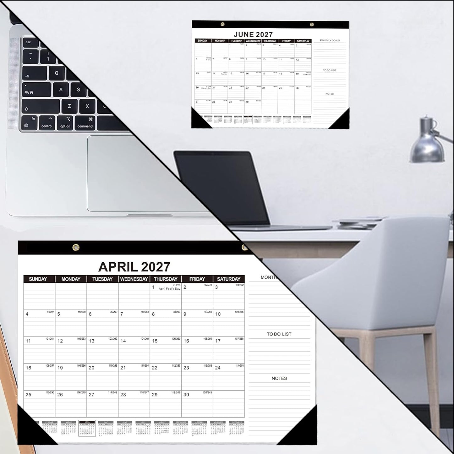 GuassLee Desk Calendar 2026-2027, 3 Packs, 18 Months Calendar 17" × 11.5" Desk Calendar from January. 2026 to June. 2027 with Julian Date, To-do List, Notes, Monthly Goals, for Home School Office