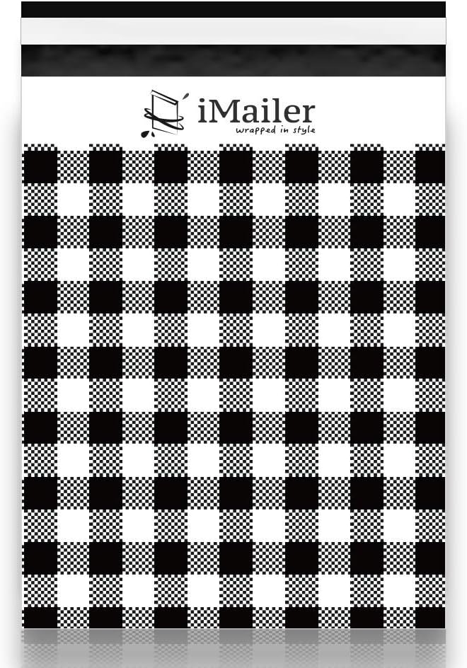 200 Count - 6x9 inch, Poly Mailer Black Gingham Plaid Envelope, Mailing Shipping Bags with Self Seal Strip
