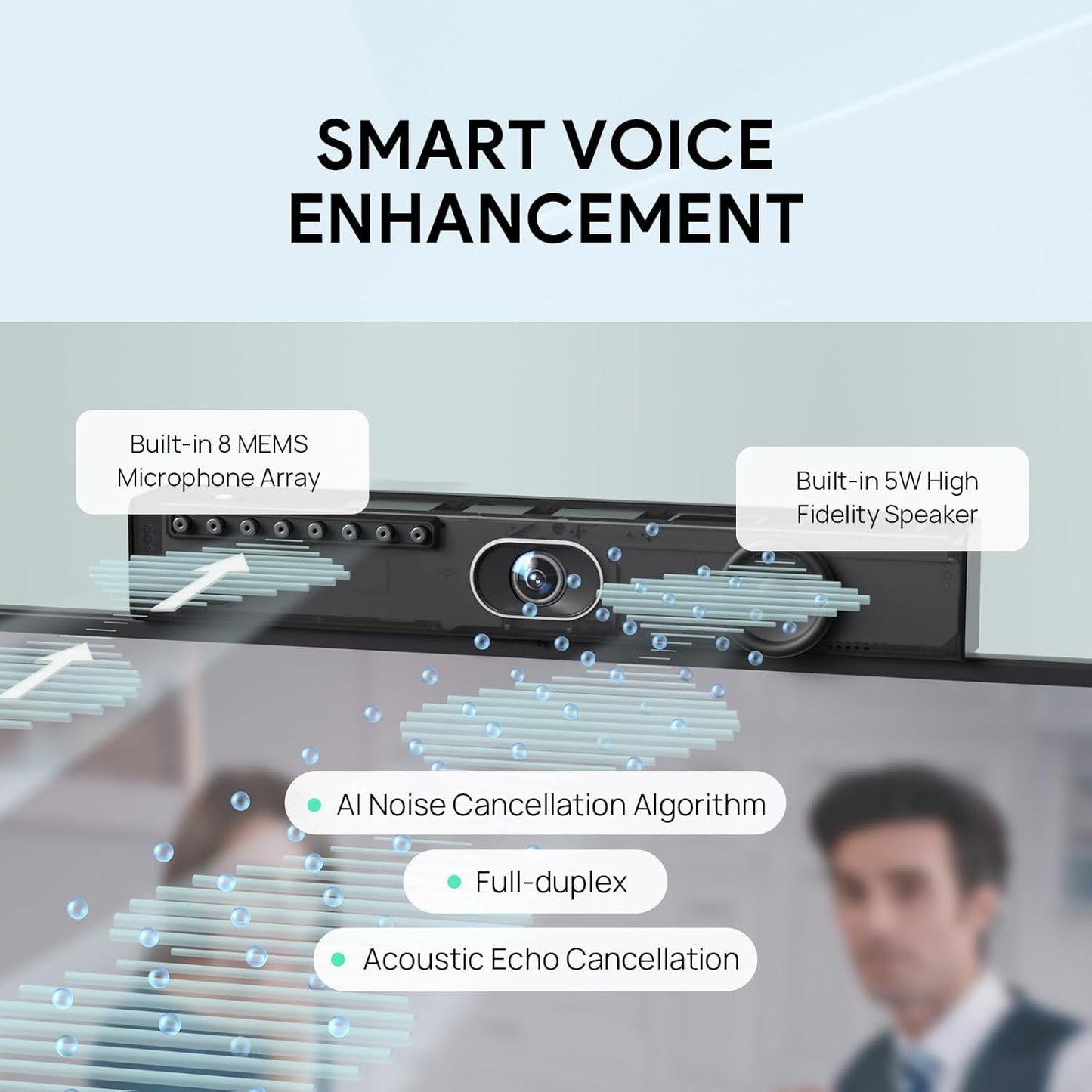 Yealink UVC40 E2 4K 30FPS USB Video Conference Camera, Teams Zoom Certified,120° Wide Angle Webcam with 8 Microphones and Speakers, Audio and Video Conferencing System for Small and Huddle Rooms USB-A
