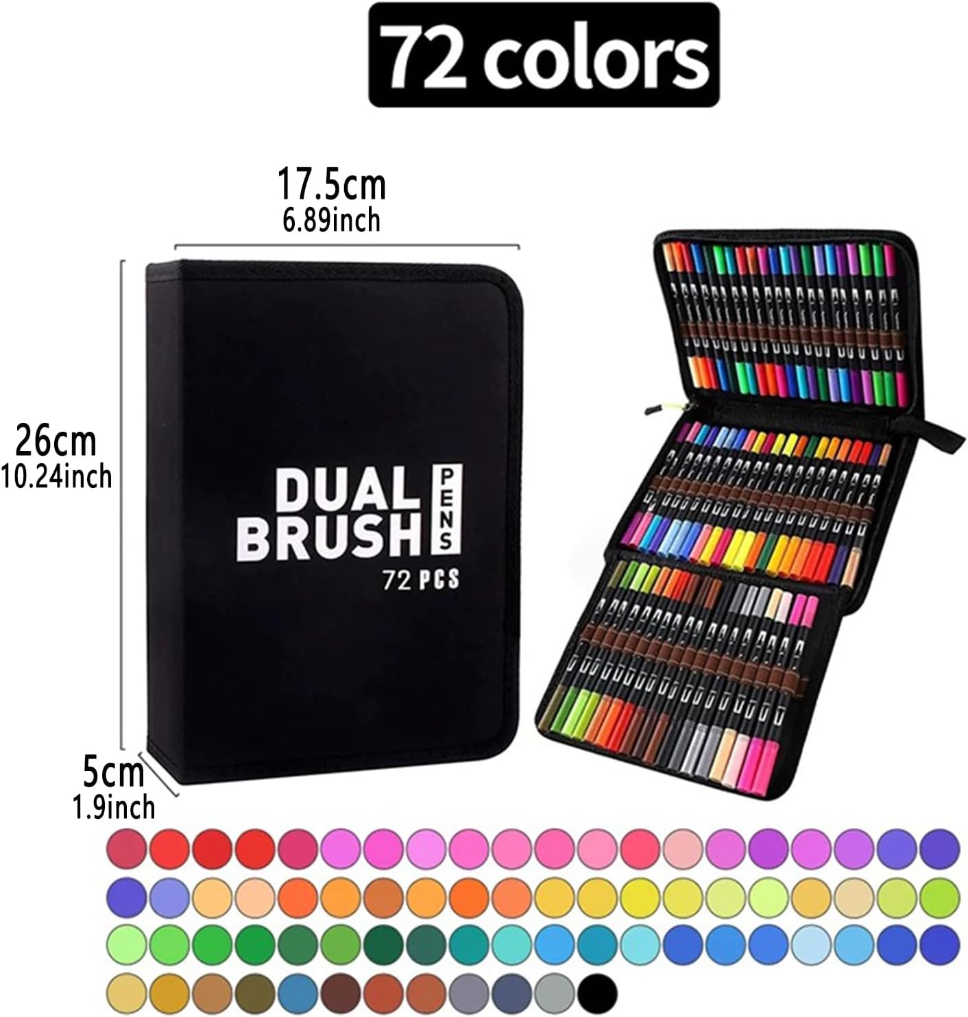 Dual Brush Marker Pens, 72 Colors Art Markers Set with Fine and Brush Tip Markers for Adult Coloring Books No Bleeding, Can Be Used for Note Taking Planner Hand Lettering Calligraphy