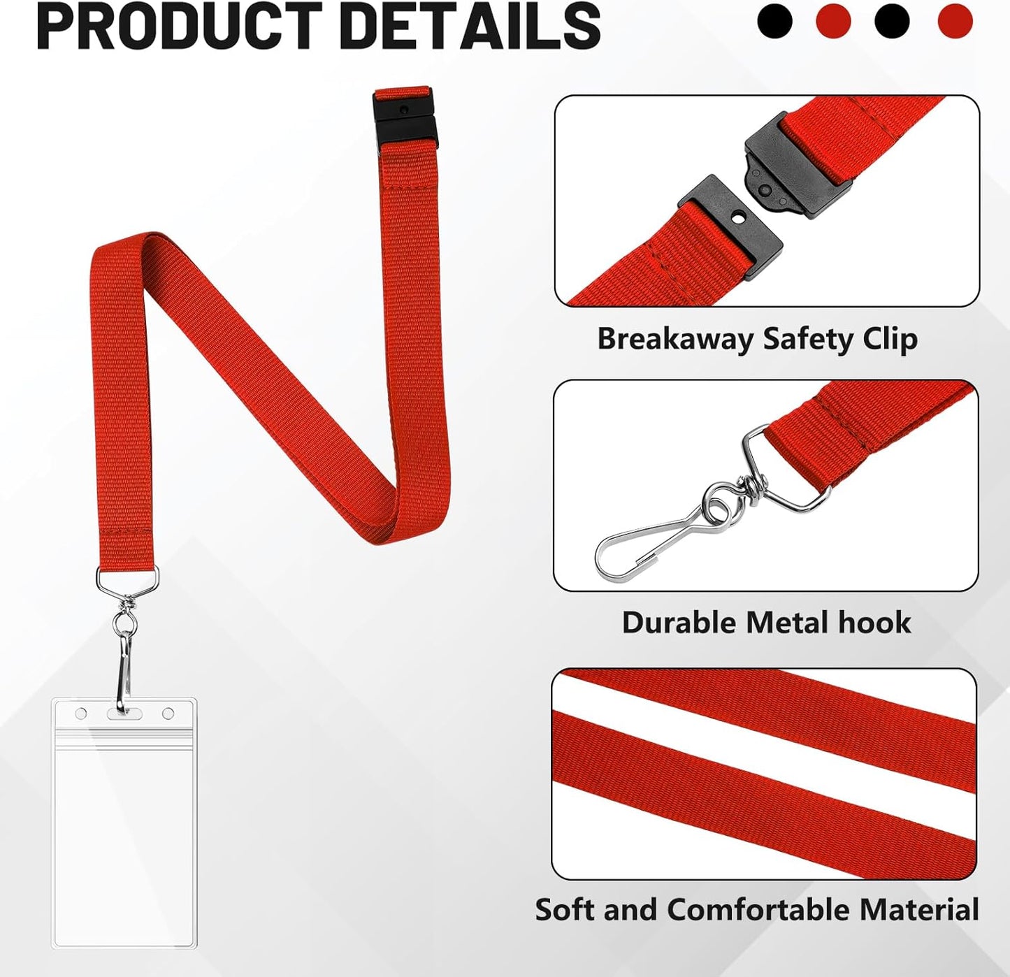 24-Pack Rainbow Breakaway Lanyards with Waterproof Badge Holders, Metal Hook, Polyester Neck Straps for ID Cards, Events, Office, and Schools