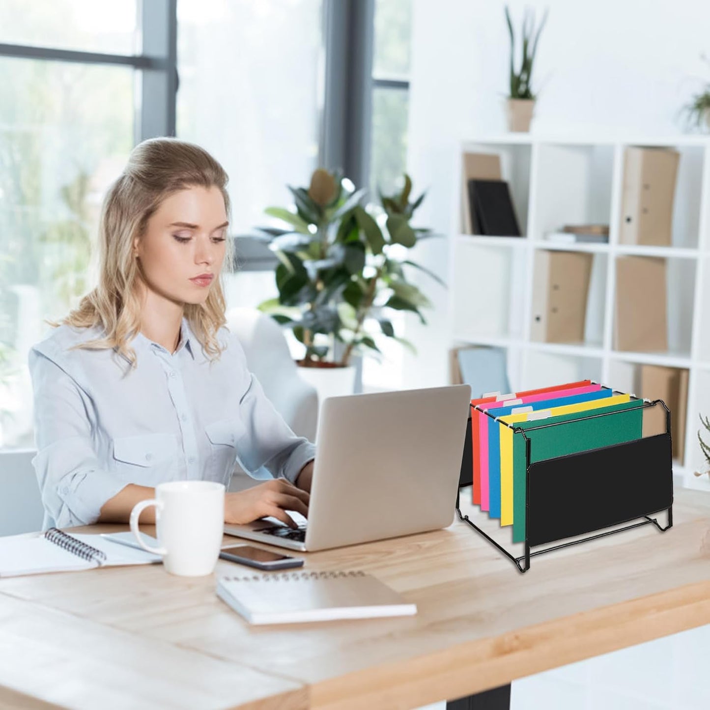 25 Packs Hanging File Folders,Blue Letter Size File Folder,Designed for Bulky Files,Filing Cabinet,1/5 Adjustable Cut Tabs for Office,School,Home