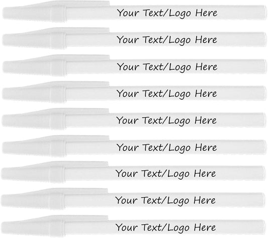 Personalized Stick Pens With your Custom Logo or Text-500 Pack Bulk-for Businesses, Parties, and Events, Custom Printed Slim Ballpoint Pens Colored with Cap, White, Black Ink