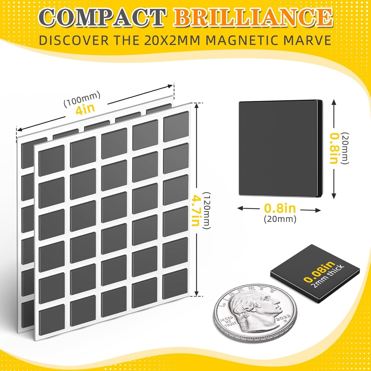 FINDMAG 240pcs Square Magnet Stickers with Adhesive Back, Flexible Self Adhesive Magnets for Crafts, Ideal for Arts, DIY, Office, School, Home, and Wall Hanging