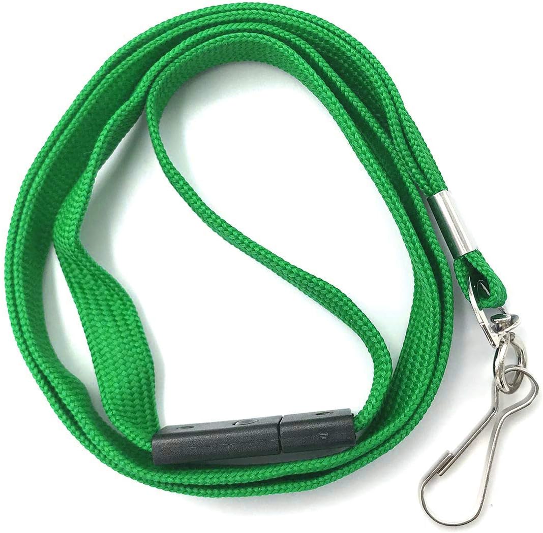 Bird Fiy Lanyards Safety Black Lanyards Neck Flat Premium Breakaway Badge Lanyard with J-Hook for ID Nametag Badge Holder (Green, 25 PCS)