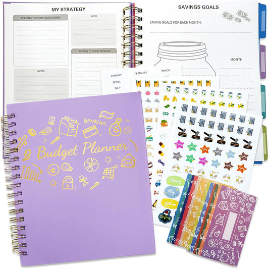 Budget Planner - B5(9.2x7'') Monthly Bill Organizer With Expense Tracker Notebook, Undated Financial Planner Budget Book To Take Control Of Your Money, Large Month Account Book With Pockets (A)