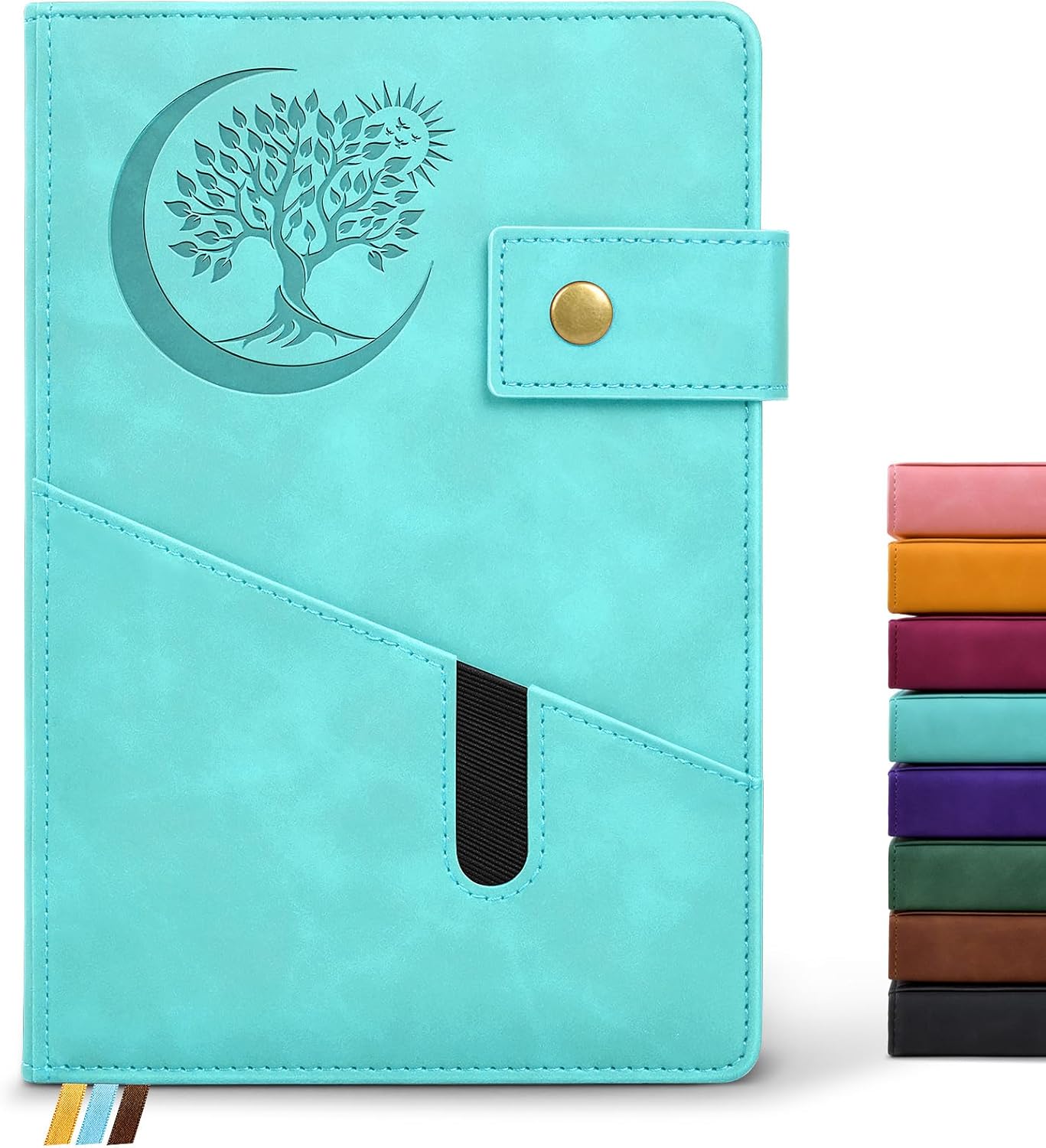 Blank Journal Notebook, A5 Hardcover Leather Sketchbook with 200 Pages Thick Blank Paper for Men Women, Unlined Drawing & Writing Journal, 5.9" x 8.4" Plain Notebook (blue)