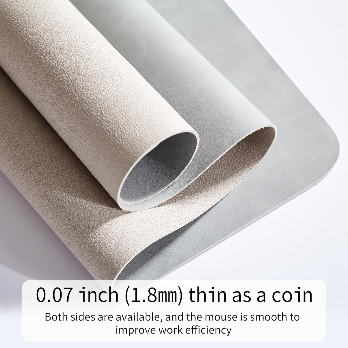 Crazy Horse Leather Desk Mat Large Mouse Pad Laptop Computer Desk Pad Protector Non-Slip Waterproof Table Blotter Desktop Writing Pad for Office and Home (Light Grey, 80x40cm)