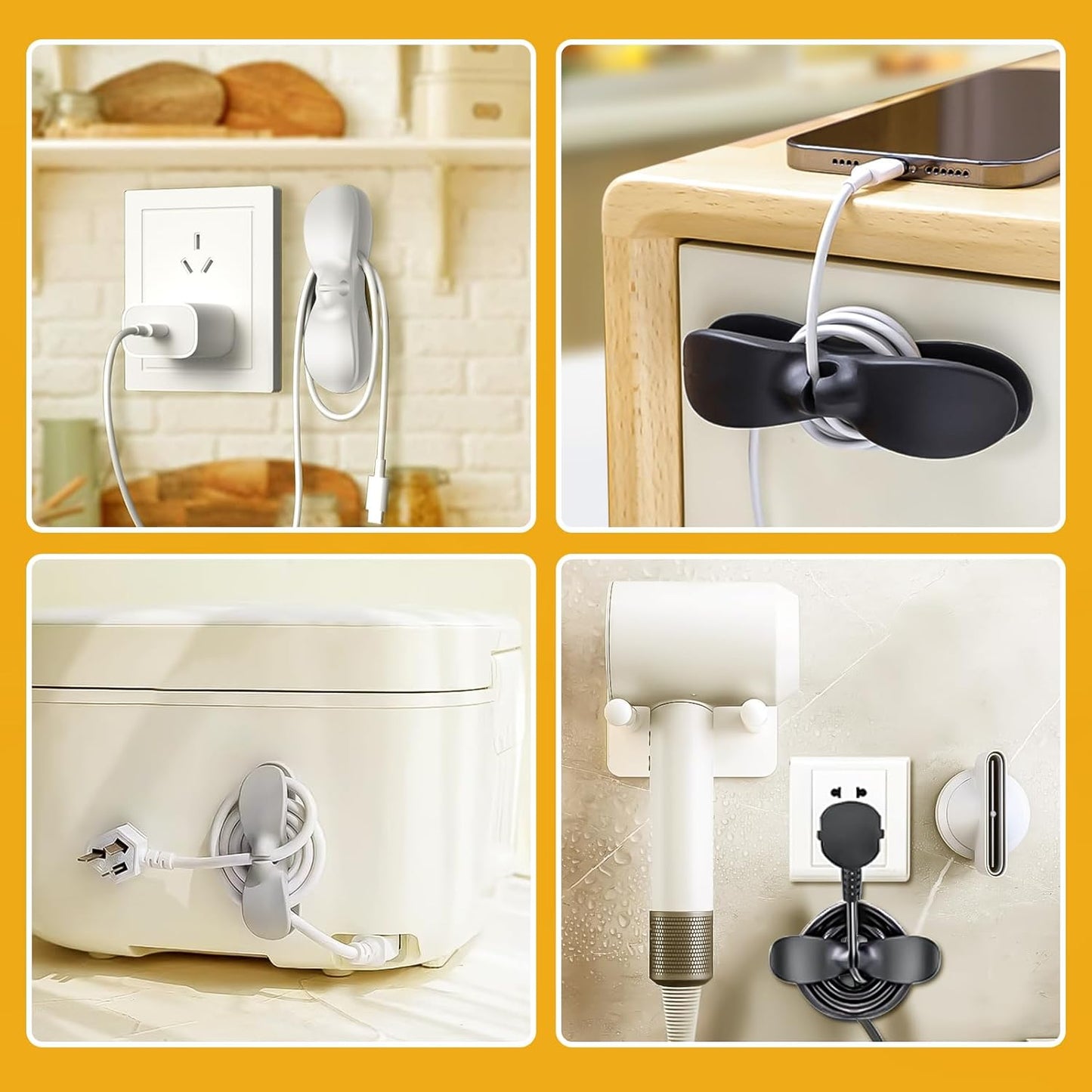 Cord Organizer for Kitchen Appliances, 6 Pack Appliance Cord Organizer Stick On, Cord Wrapper, Cord Holder, Cord Keeper, Kitchen Gadgets for Pressure Cooker, Kitchenaid Mixer, Coffee Maker