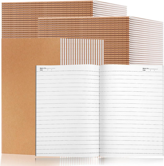 60 Pack Lined Kraft Notebooks Bulk, A5 Blank Paper Journal Notebooks for Office Work, 8.3x5.5inch Kraft Composition Notebook for School Student, 60 Pages