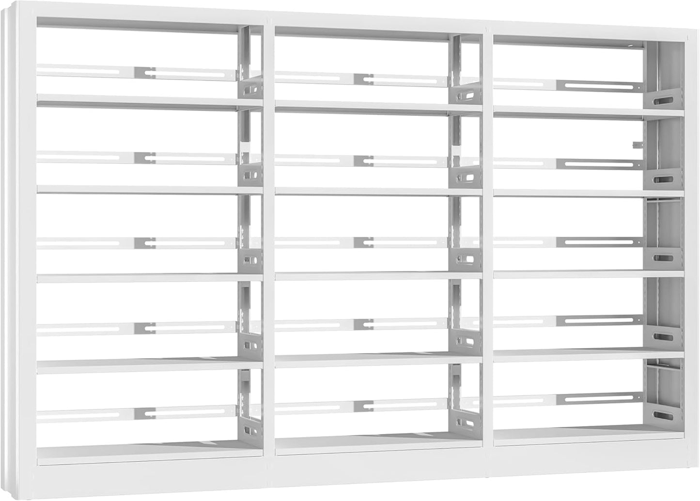 5-Tier Bookcase with Adjustable Storage Shelves, Metal Bookshelf with Book Stopper, Bookcase Shelf for Library, Office, Living Room (White(1 Column,3 Combination Bookshelves))