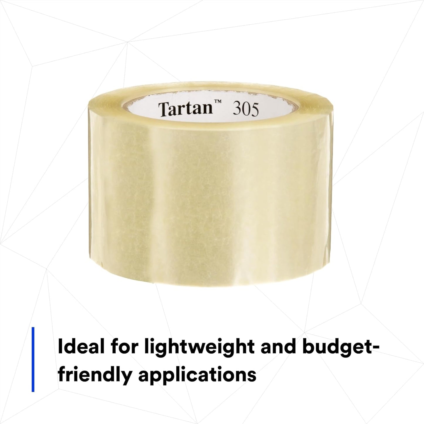3M Tartan Box Sealing Tape 305, Clear, Light Duty, Durable, 2.83 in x 109.36 yds (72 mm x 100 m), 24 Rolls/Case