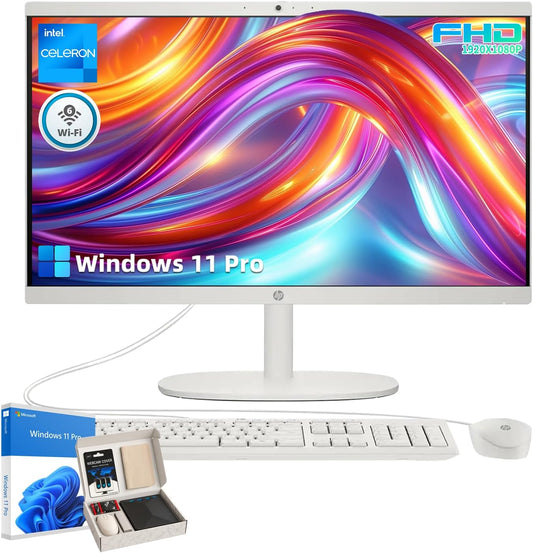HP All-in-One Desktop Computer - 21.5" Full HD Anti-Glare Display | Intel Celeron J4025 | for Everyday Use | Mouse & Keyboard | 32GB RAM 1TB SSD | Win 11 Pro | w/Accessories
