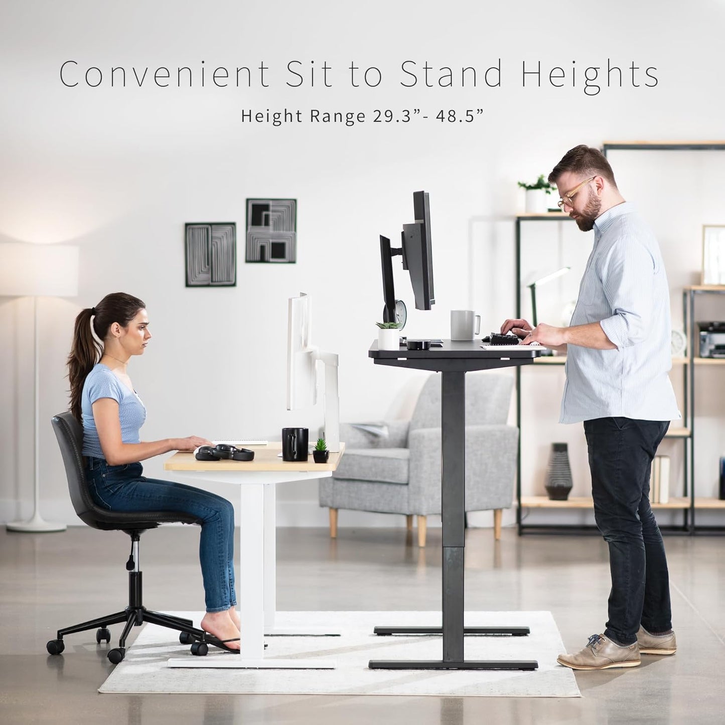 VIVO Electric 43 x 24 in Standing Desk, Memory Height Adjustment, 1B Series, One-Piece Dark Walnut Top, Gray Frame, DESK-KIT-1G4D