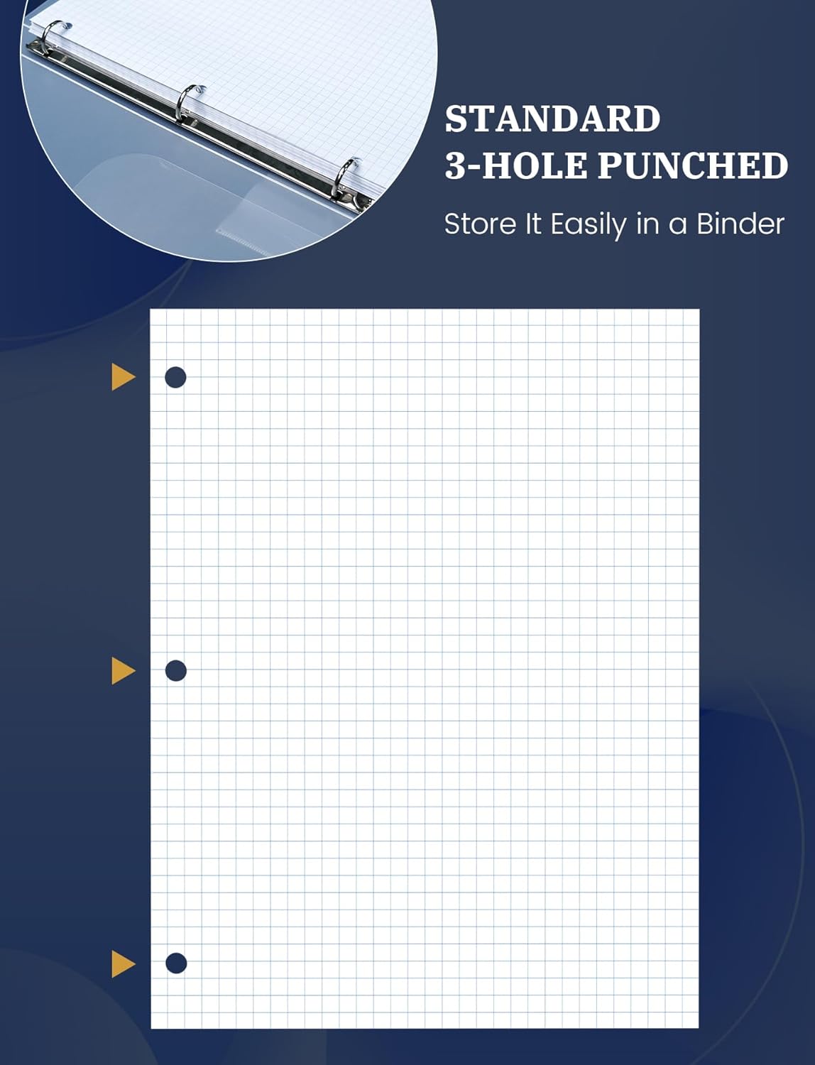 480 Sheets Graph Paper Loose Leaf 8 x 10.5, 8 x 10-1/2’’ Blueprint Quadrille Pad, 4x4 Graph Ruled Filler Paper, 3-Hole Punched Grip Papers Lined Bulk, Loose Leaf Paper 8 x 10.5 with 3-Ring for Binder