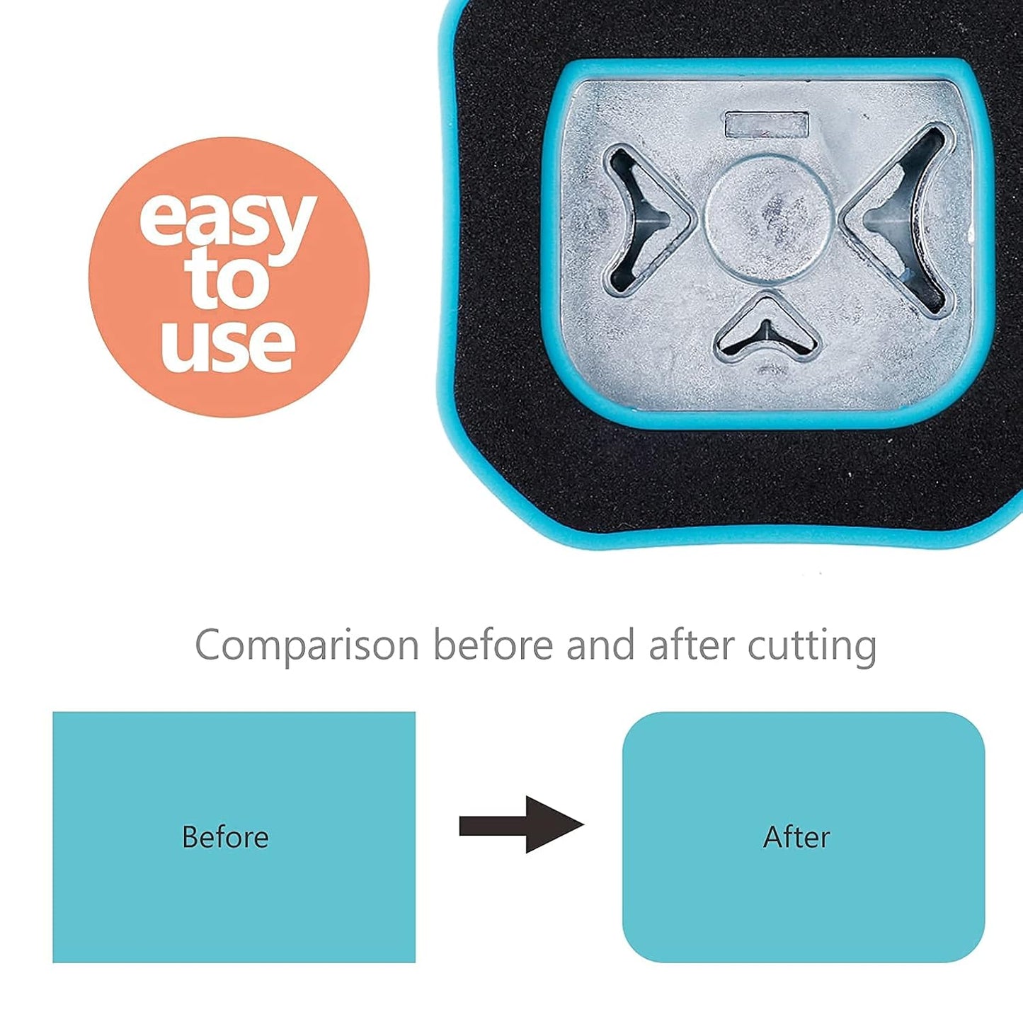 BearBoss 3 in 1 Corner Punch Paper Corner Rounder Cutter for Card Making Laminate Cardstock Scrapbooking Paper Crafts Business Cards, Ocean Blue 4mm, 7mm, 10mm