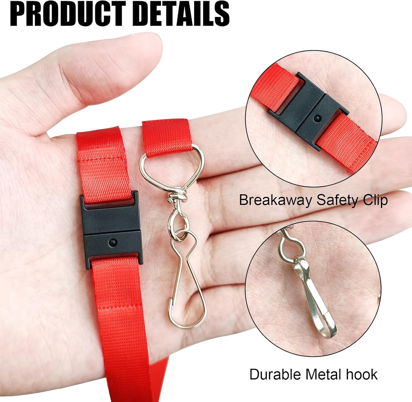 DE Breakaway Lanyards for Id Badges,Teacher Lanyard with with J-Hook Bulk Flat Lanyards for Name tag ID Badges Holder