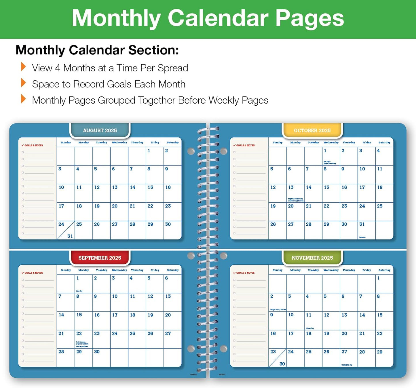 Global Datebooks Dated Middle School or High School Student Planner for Academic Year 2025-2026 Includes Ruler/Bookmark and Planning Stickers (Matrix Style - 8.5"x11" - Triple Stripe)