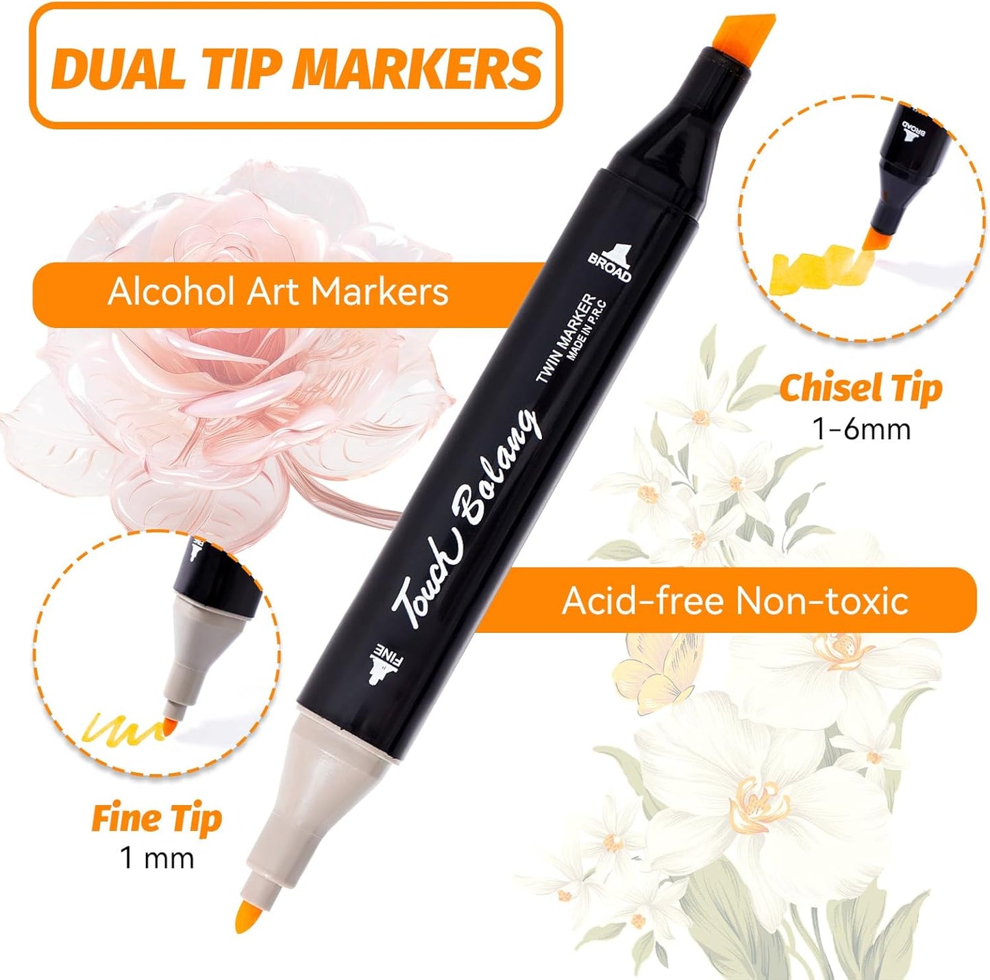 48 Colors Alcohol Markers - Dual Tip Permanent Art Markers Set for Coloring Drawing Painting, Fine and Chisel Tip Alcohol Based Pens with Storage Case for Adult Artists