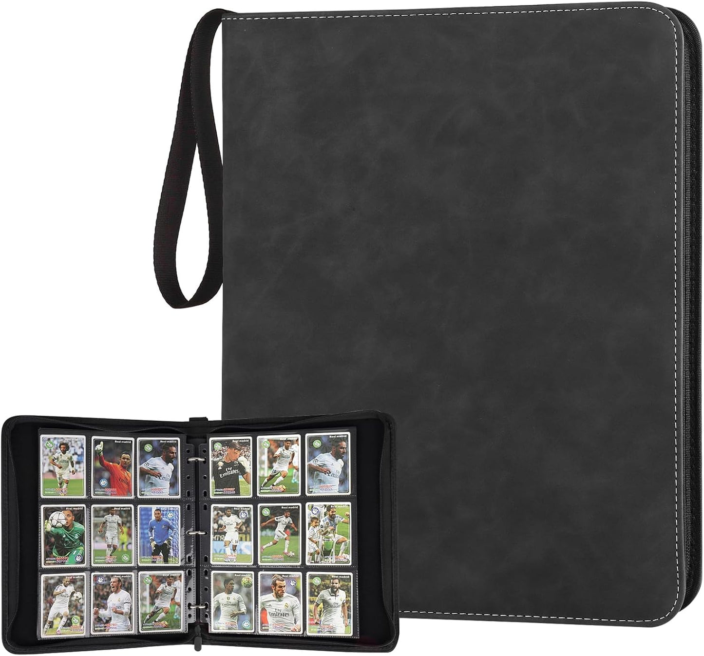 9 Pocket Card Binder, Premium Zip Trading Card Binder, 720 Double Sided Pocket PU Card Collection Binder, Collector Card Album, Card Folder for MTG, TCG, Sports Cards, Game Cards (Black1)