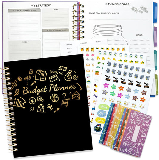 Budget Planner - B5(9.2x7'') Monthly Bill Organizer With Expense Tracker Notebook, Undated Financial Planner Budget Book To Take Control Of Your Money, Large Month Account Book With Pockets (D)