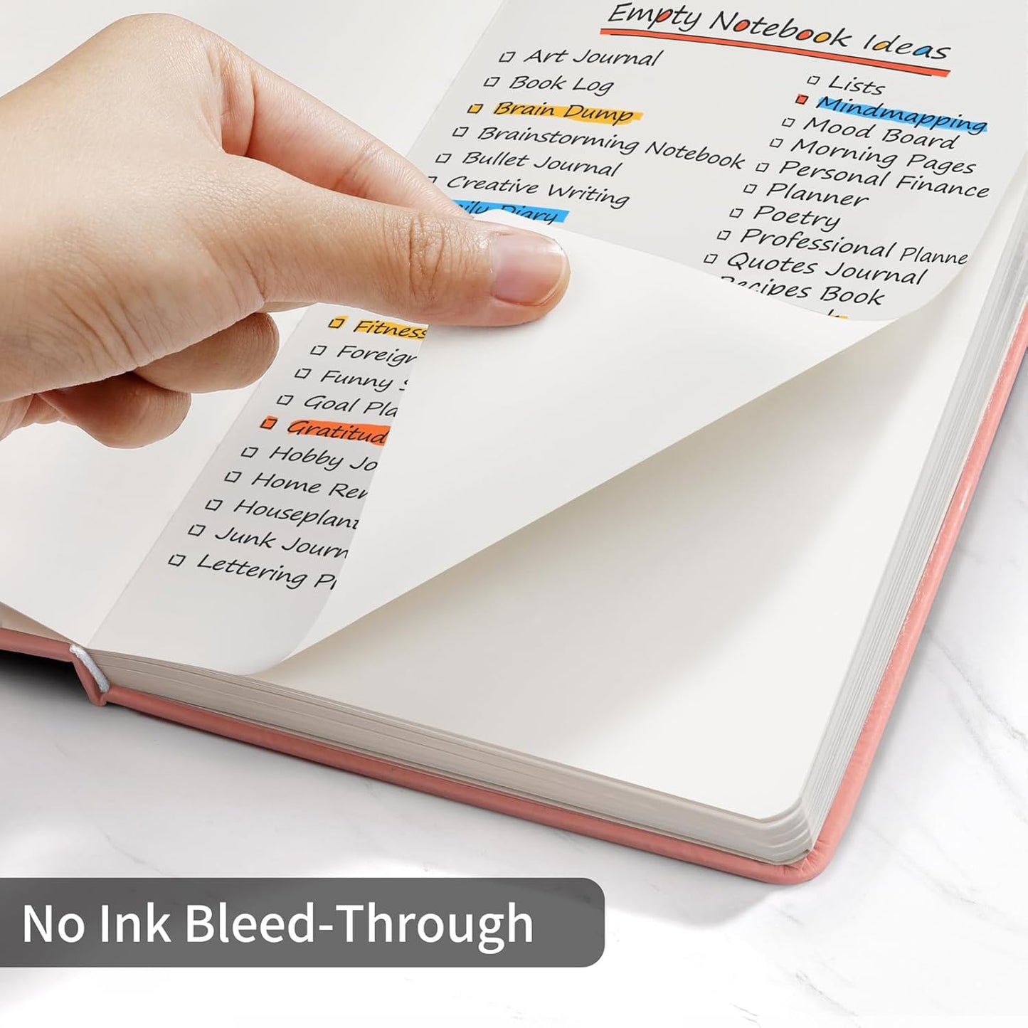 Annecy Blank Journal Notebook, Medium 5.5x 8.25, 160 Pages 100GSM Writing Paper, A5 Peach Pink Faux Leather Cover with Pen Loop