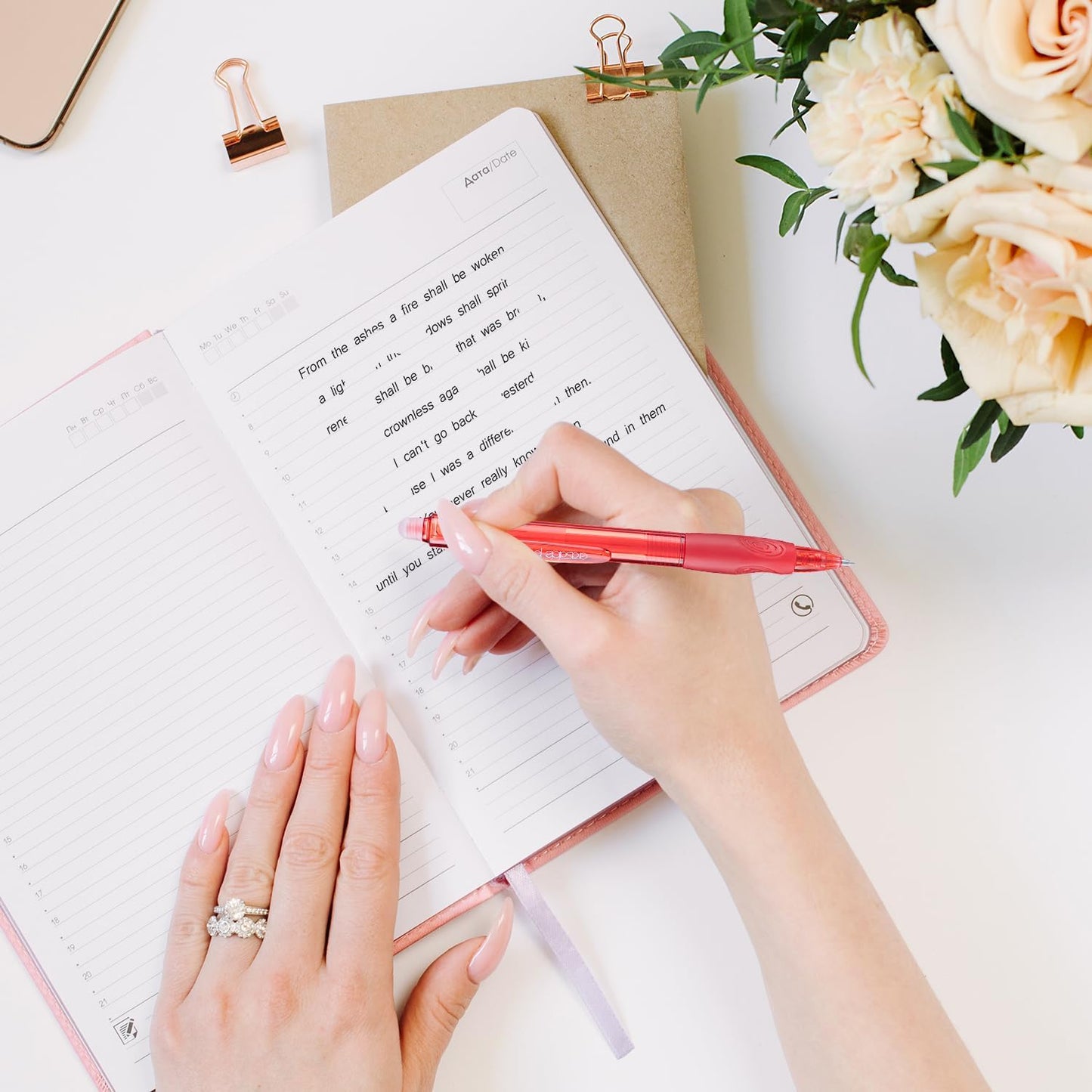 Aozora Erasable Pens Click Fine Point 0.7 mm Retractable Erasable Gel Pens for Completing Sudoku and Crossword Puzzles 12 Pack (Red)