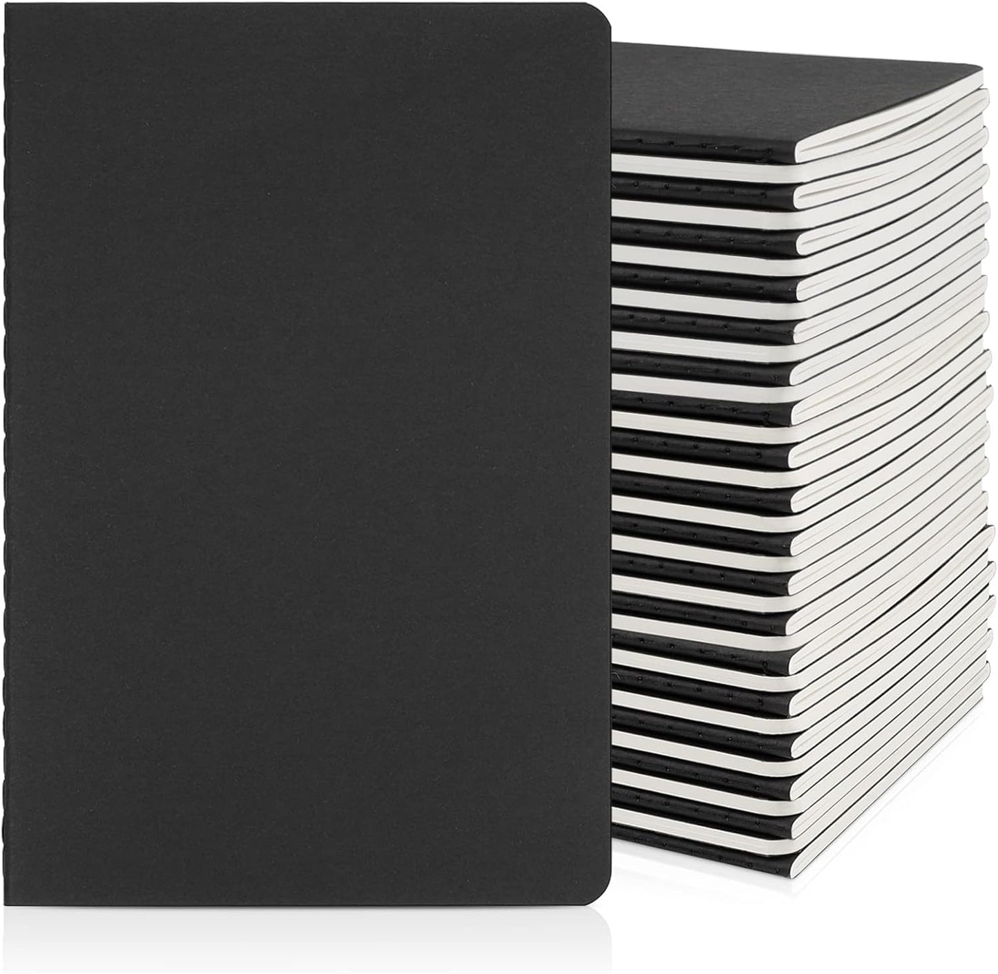 EUSOAR Notebook College Ruled, 36pcs A5 5.5"x8.3" 60 Pages Black Subject Journal Notebooks, Lined Writing Note Pads Memo, Composition Notebooks for Business School Office College Work Note Taking