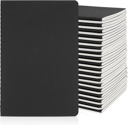 EUSOAR Notebook College Ruled, 36pcs A5 5.5"x8.3" 60 Pages Black Subject Journal Notebooks, Lined Writing Note Pads Memo, Composition Notebooks for Business School Office College Work Note Taking