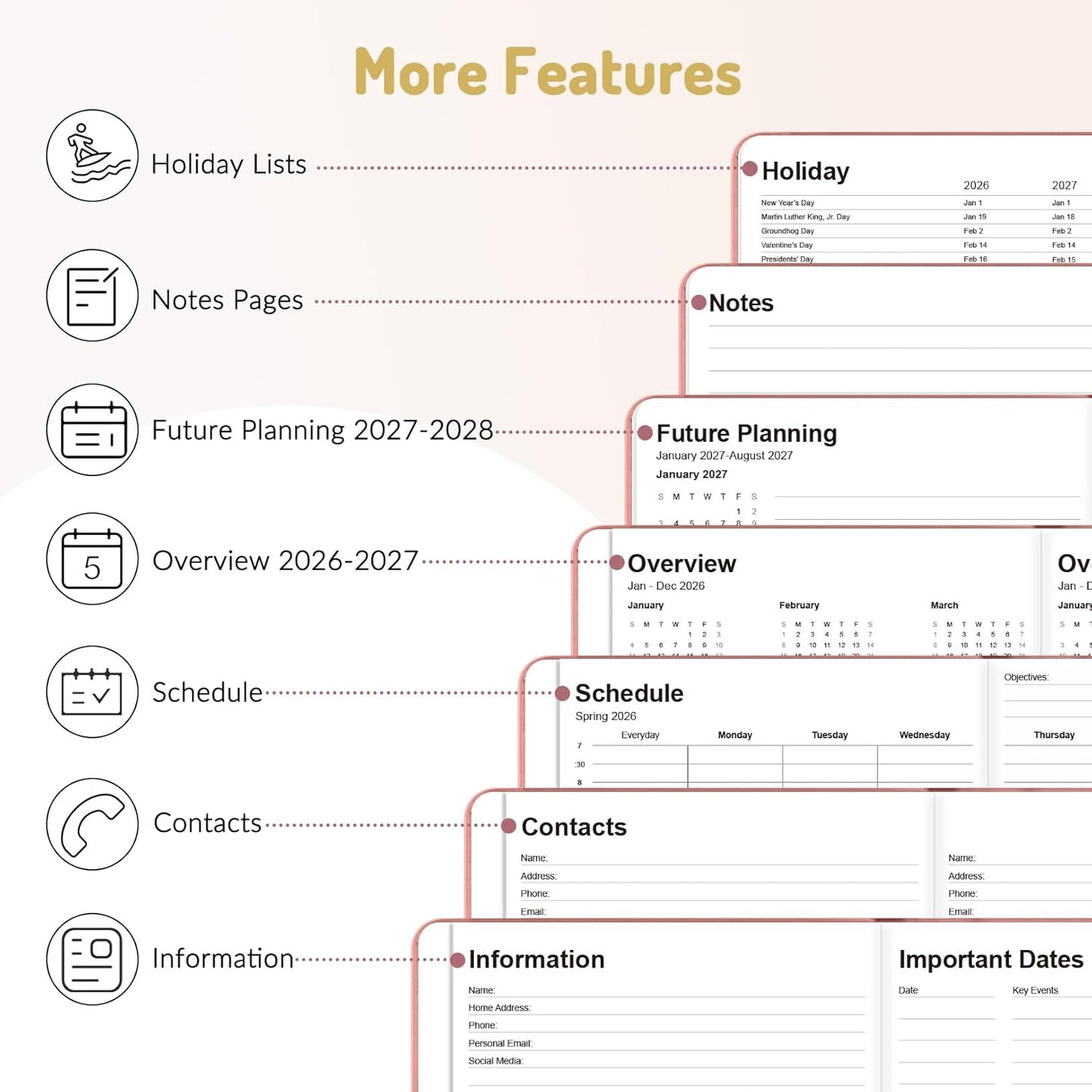 Forvencer Pocket Planner 2026, Weekly Monthly Planners with Month Tabs for Purse, 3.5" x 6", Jan 2025-Dec 2026, Cute Small Daily Academic Calendar, Elastic Band, Hardcover Agenda for Women, Teacher