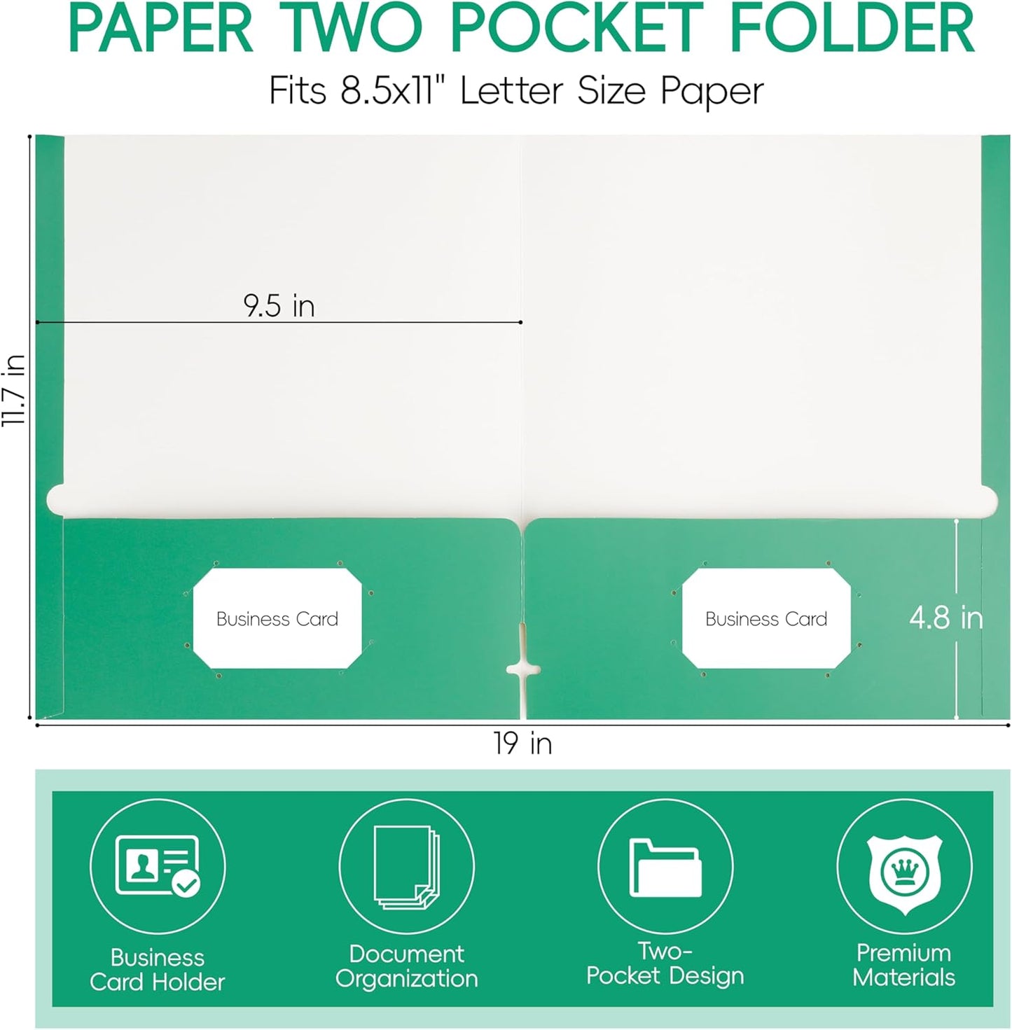 50 Pack Folders with Pockets, Pocket Folders Fit Letter Size Paper, with Business Card Slot, 2-Pocket Folder for School Office Home Business