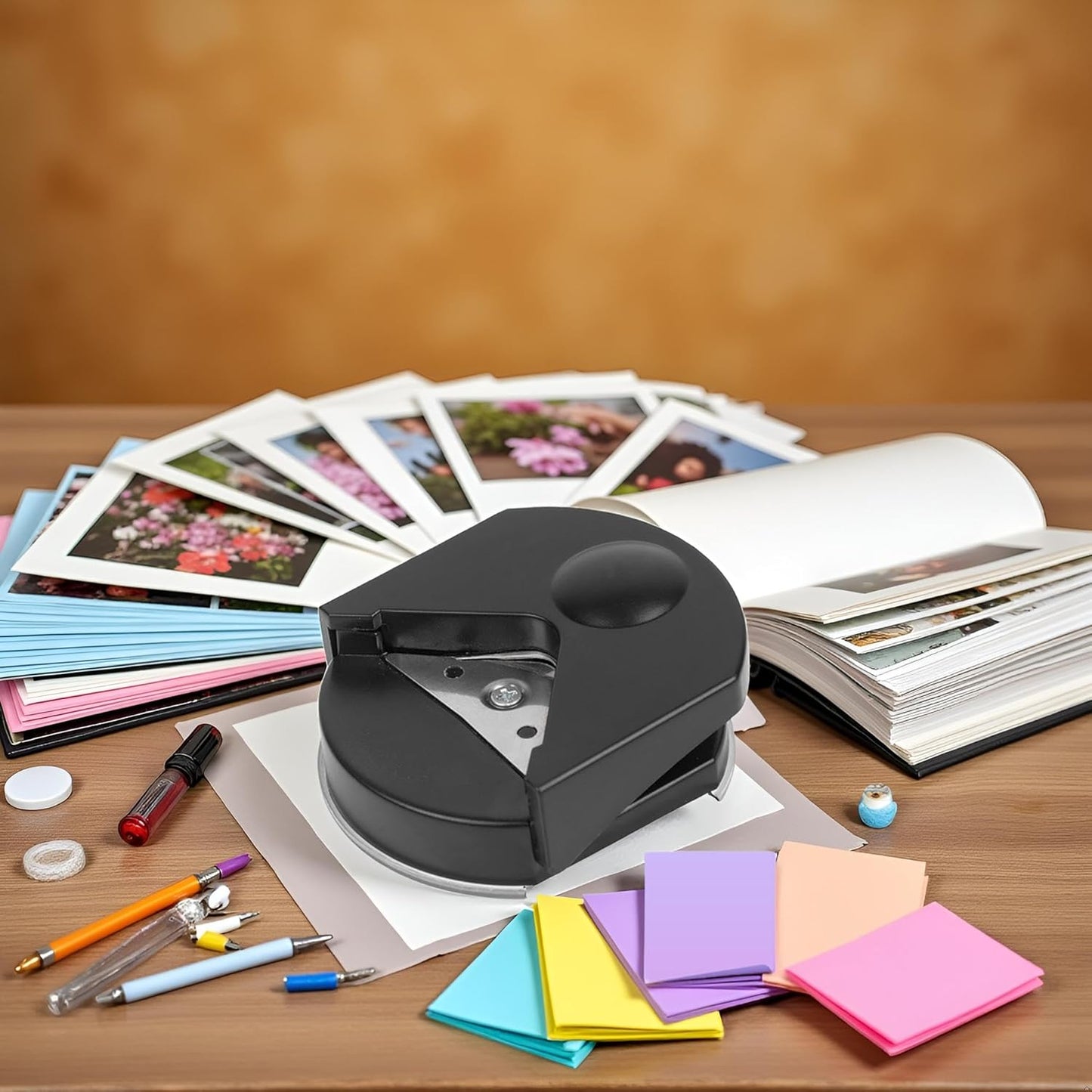 Corner Round Edge Cutter Rounding Tool for Paper Crafts, Paper Cutting, and Edge Shaping, Round Corner Multifunctional for Card Making and Scrapbookin Punches and Crafts (Black)