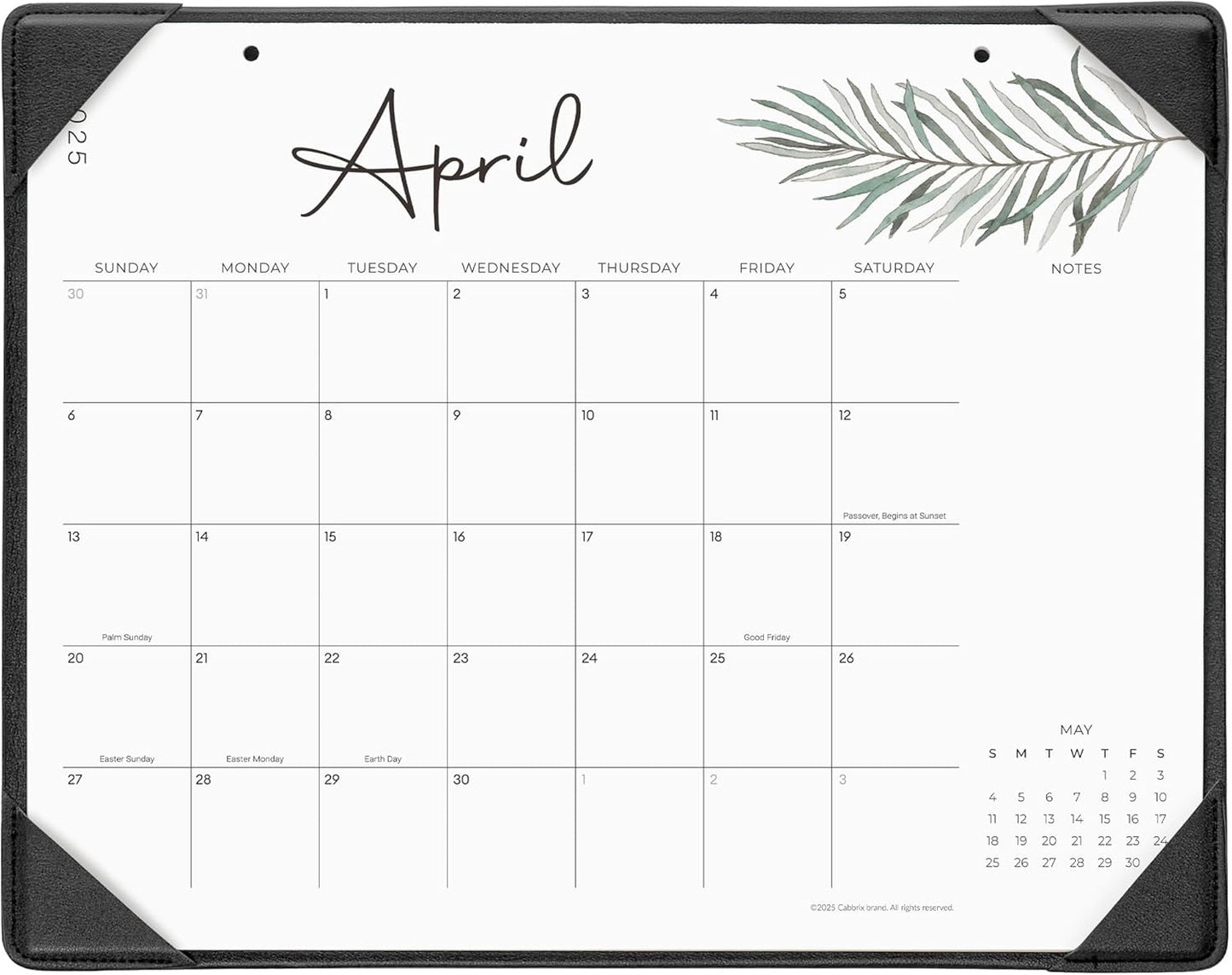 Cabbrix Aesthetic Desk Calendar 2025-2026 Covering July 2025 to June 2026, Monthly Desktop Calendar with Notes for Home Office School (Black, 15 x 12 inch Medium)