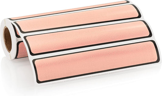 Carstens Adhesive Sticker Labels, 5 3/8” x 1”, Binder Labels for 1” Ring Binder Spines, Pink, Roll of 200