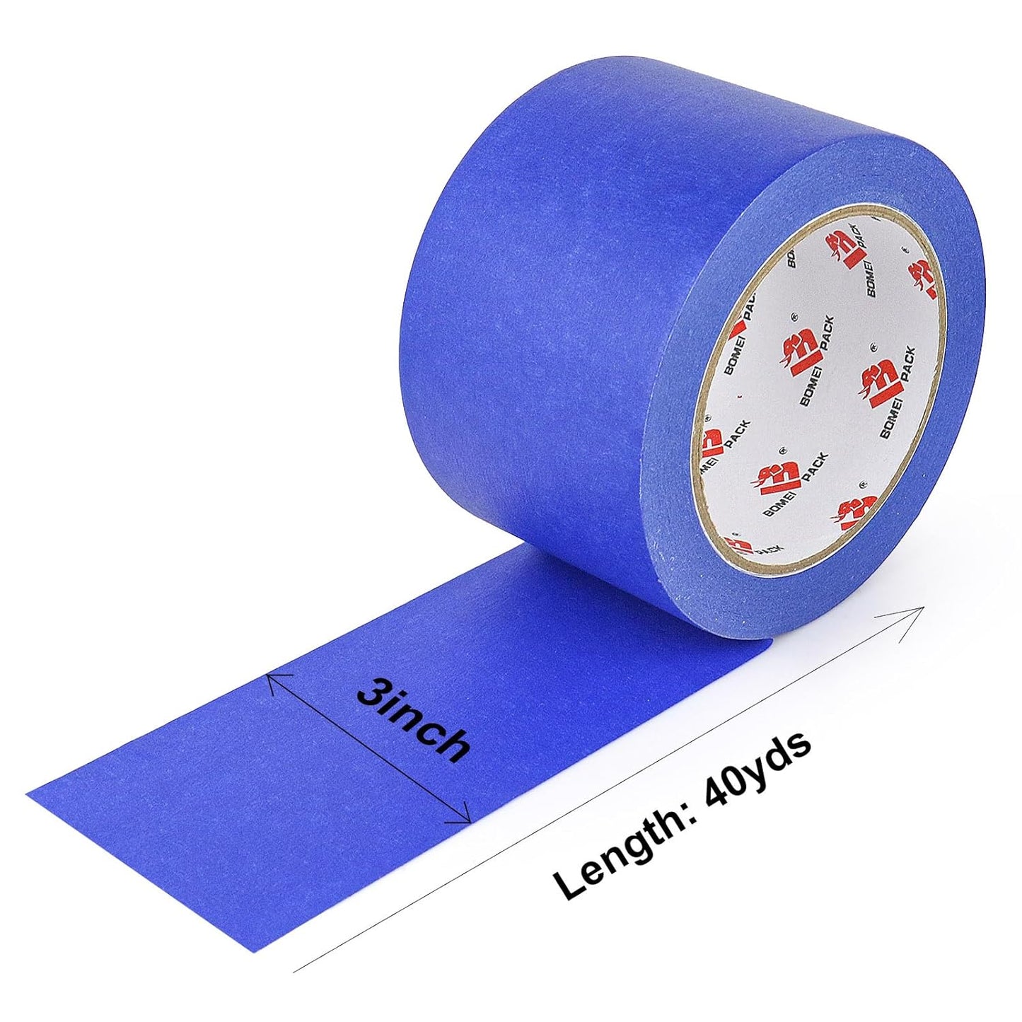 BOMEI PACK Wide Blue Painters Tape 3 Inches x 40 Yards, 3D Printing Tape for Laser Cutting, 21-Day Clean Removal Wide 3'' Masking Tape