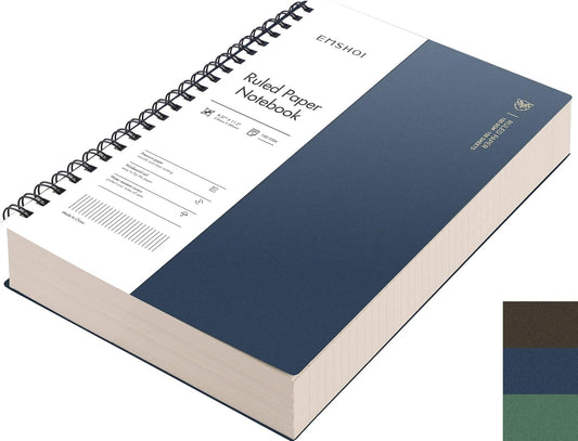 EMSHOI A4 Spiral Notebook College Ruled Lined Journal, 11.2" X 8.27", 300 Pages/150 Sheets, 100gsm Thick Paper, Waterproof Softcover, Twin-Wire Binding, for School Work Business Writing-Blue
