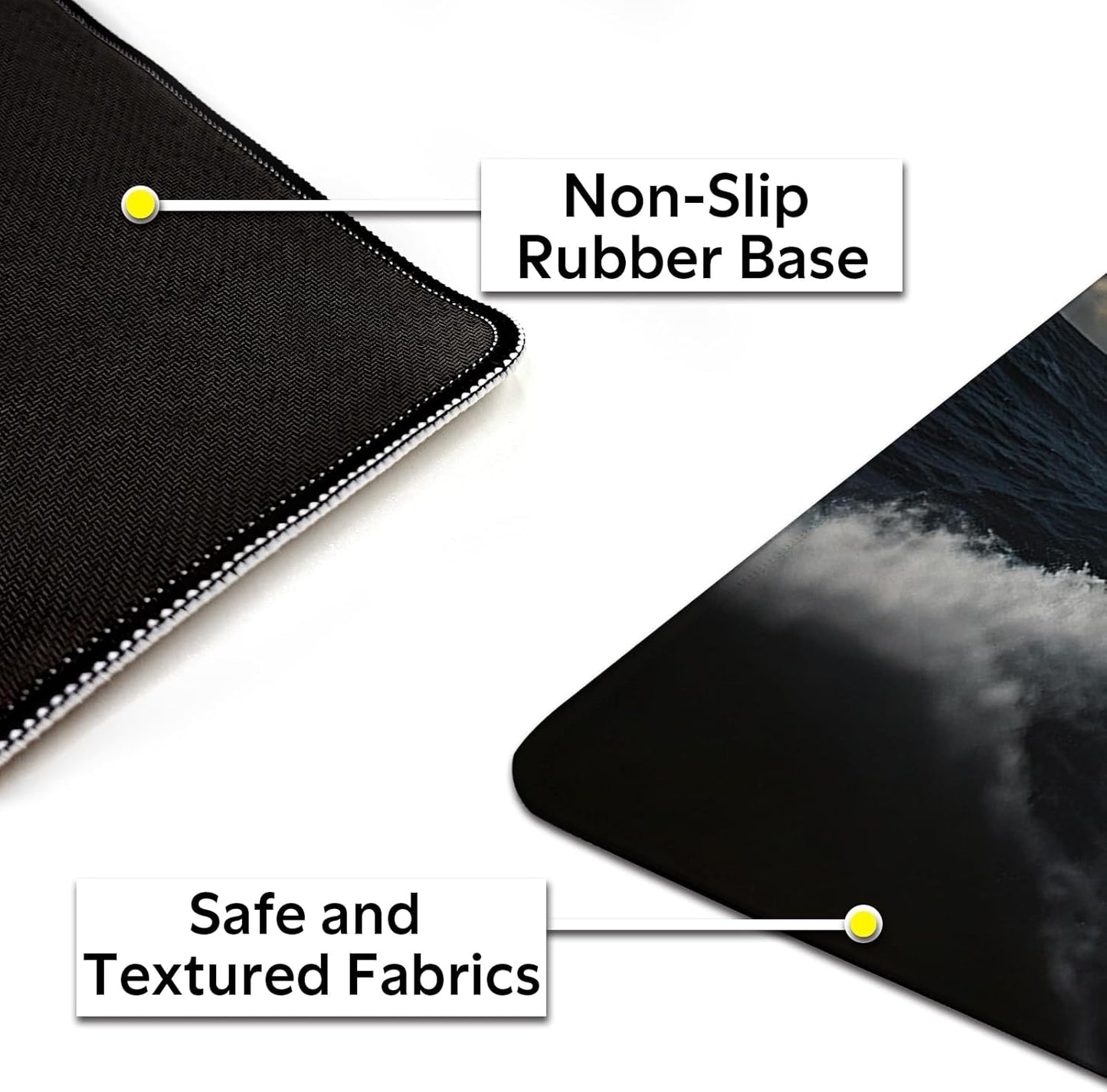 Funny Black Cat Mouse Pad, Abstract Quirky Cat and Shark Mousepad - Large Non-Slip Desk Mat for Office, PC & Laptop - 31.5"x11.8" x 3mm